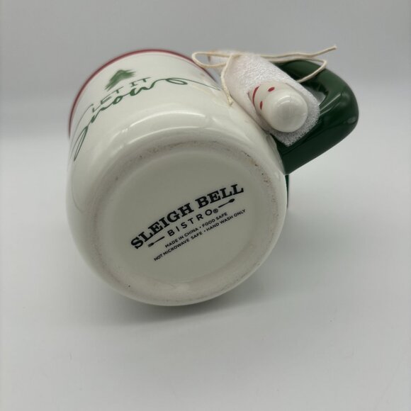 Sleigh Bell Bistro Christmas "Let it Snow" 17oz Ceramic Mug with Wooden Spoon - Picture 4 of 5